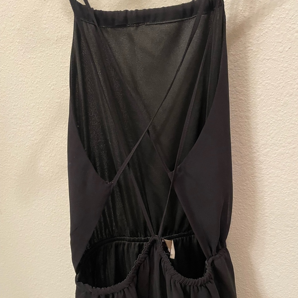 Backless midi cocktail black dress